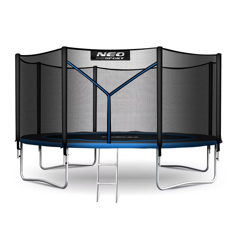 Havetrampolin 374 cm Blå med Stige og Sikkerhedsnet