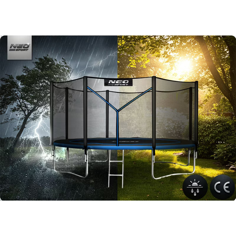 Havetrampolin 374 cm Blå med Stige og Sikkerhedsnet