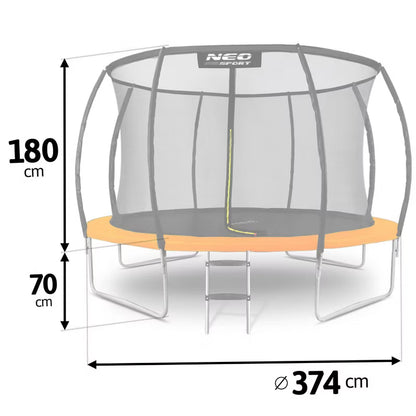Havetrampolin 374 cm med Sikkerhedsnet og Stige Orange