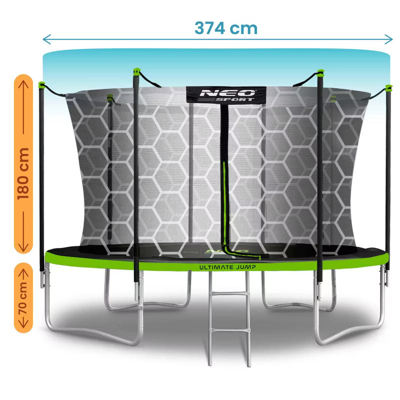 Havetrampolin 374 cm med Sikkerhedsnet og Stige 5903890619800