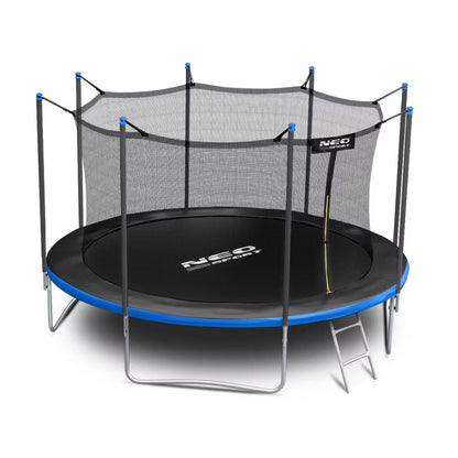 Havetrampolin 404 cm Blå med Indvendigt Sikkerhedsnet og Stige
