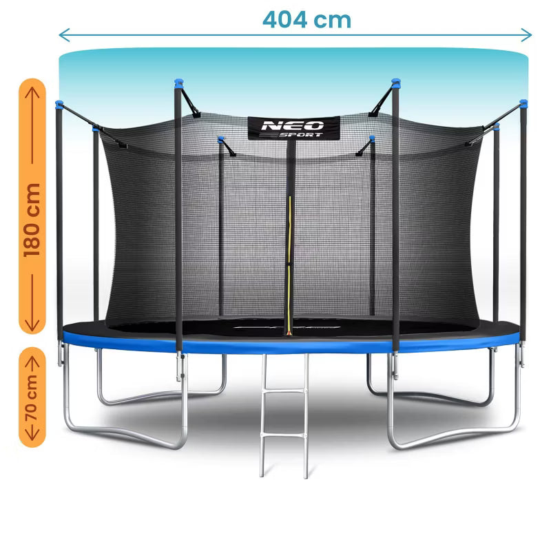Havetrampolin 404 cm Blå med Indvendigt Sikkerhedsnet og Stige