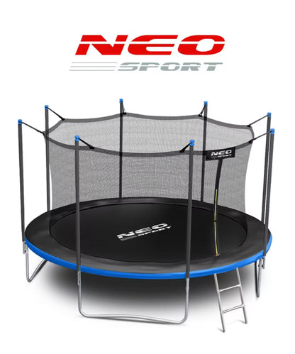 Havetrampolin 404 cm Blå med Indvendigt Sikkerhedsnet og Stige
