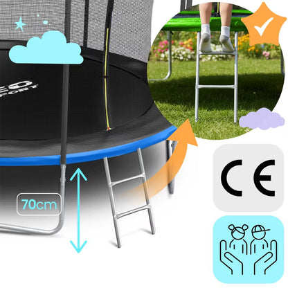 Havetrampolin 404 cm Blå med Indvendigt Sikkerhedsnet og Stige