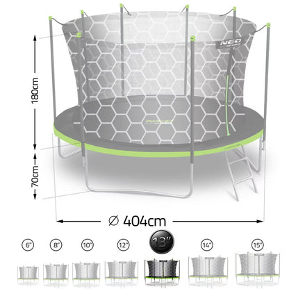 Havetrampolin 404 cm Grøn med Sikkerhedsnet NS-13W231