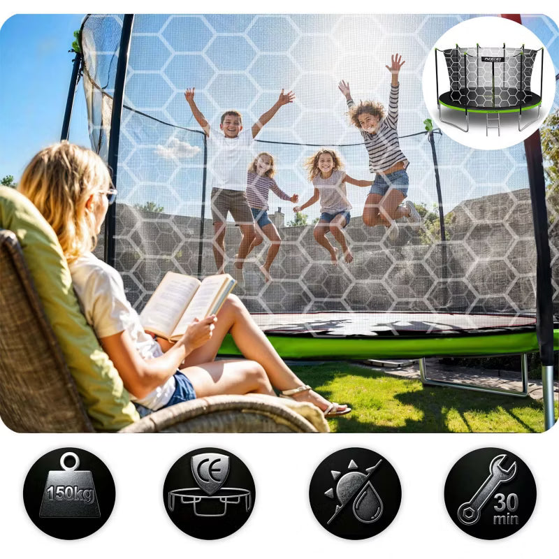 Havetrampolin 404 cm Grøn med Sikkerhedsnet NS-13W231