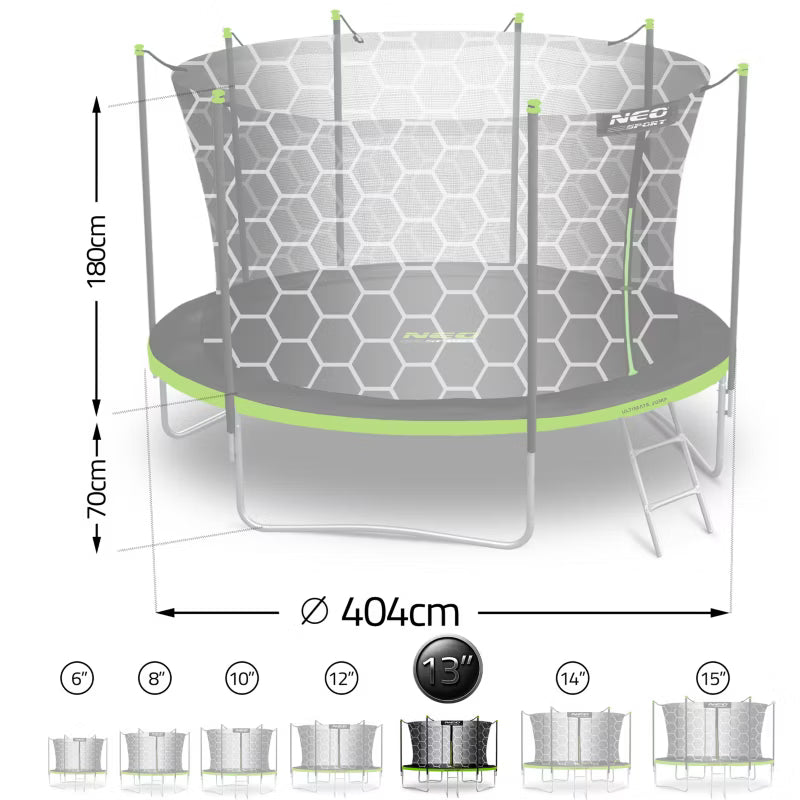 Havetrampolin 404 cm Grøn med Sikkerhedsnet NS-13W231