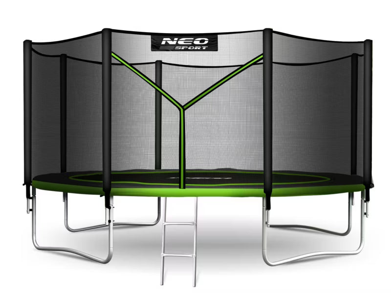 Havetrampolin 404 cm med Stige og Sikkerhedsnet Grøn