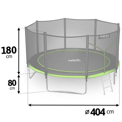 Havetrampolin 404 cm med Stige og Sikkerhedsnet Grøn