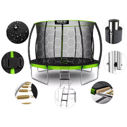Havetrampolin 435 cm Grøn med Indvendigt Sikkerhedsnet NS-14C221