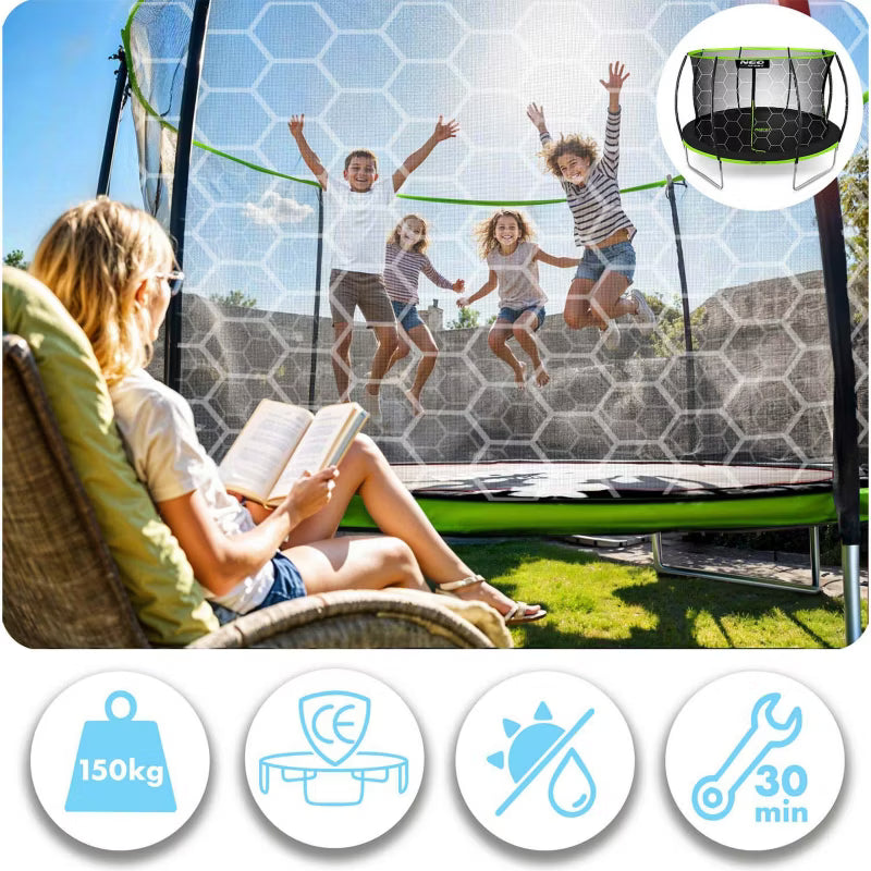Havetrampolin 435 cm Grøn med Indvendigt Sikkerhedsnet NS-14C221