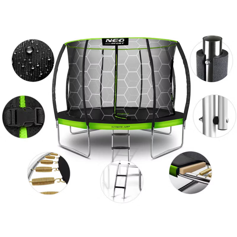 Havetrampolin 435 cm Grøn med Indvendigt Sikkerhedsnet NS-14C221