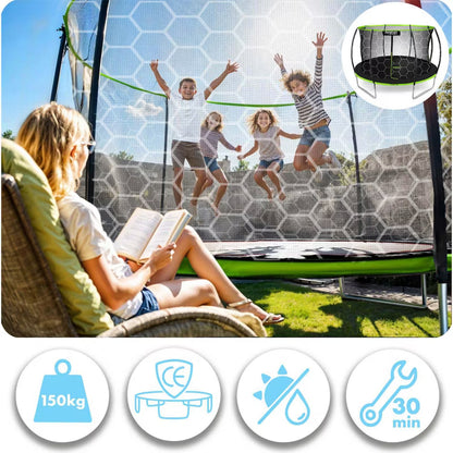 Havetrampolin 435 cm Grøn med Indvendigt Sikkerhedsnet NS-14C221