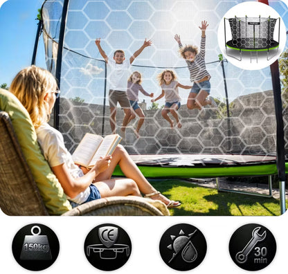 Havetrampolin 465 cm med Indvendigt Sikkerhedsnet Grøn