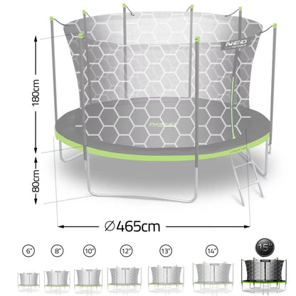 Havetrampolin 465 cm med Indvendigt Sikkerhedsnet Grøn