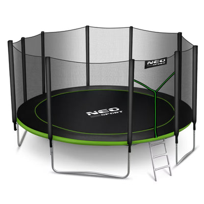 Havetrampolin 465 cm Grøn med Sikkerhedsnet og Stige