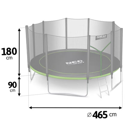 Havetrampolin 465 cm Grøn med Sikkerhedsnet og Stige