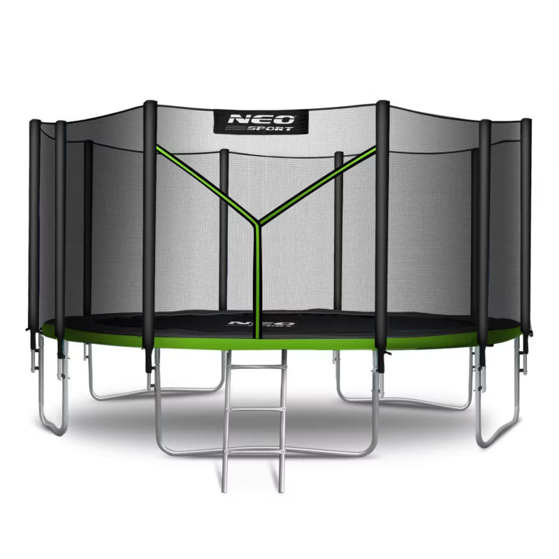 Havetrampolin 465 cm Grøn med Sikkerhedsnet og Stige