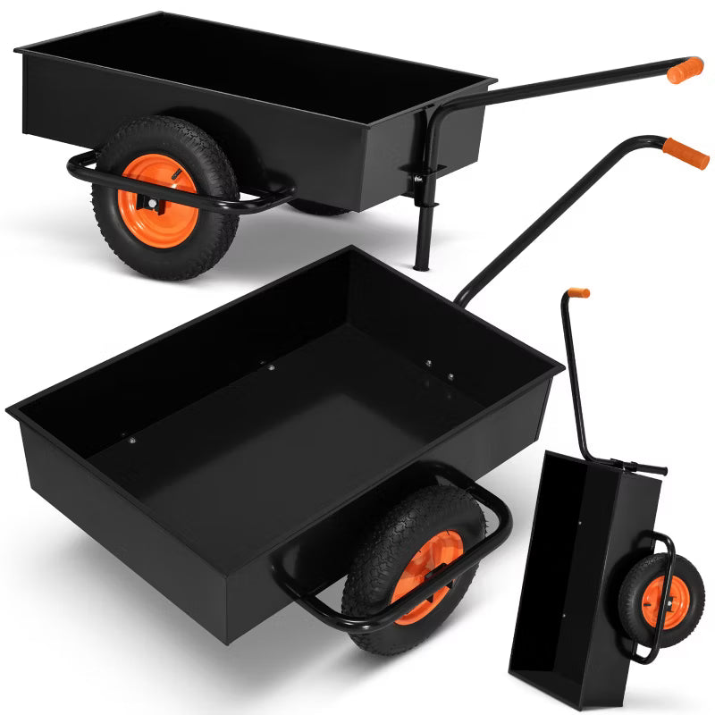 Havevogn 180 Liter 390 kg Stål Sort