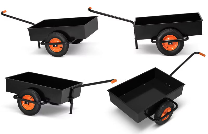 Havevogn 180 Liter 390 kg Stål Sort