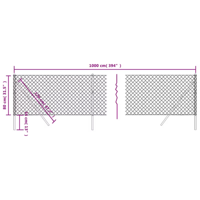 Hegnsnet 0,8x10 m Galvaniseret Stål