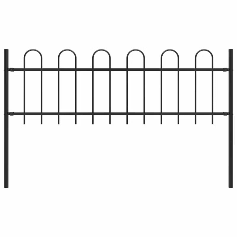 Hegnspanel 170x110 cm Sort Stål med 2 Stolper