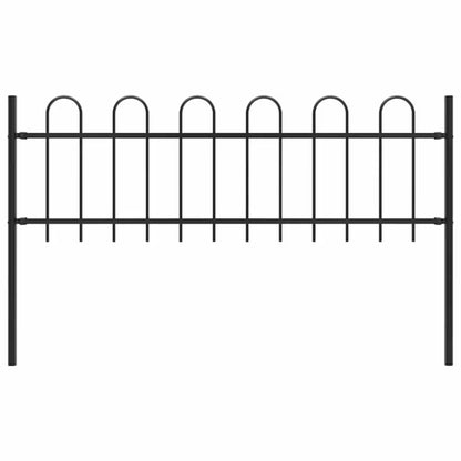 Hegnspanel 170x110 cm Sort Stål med 2 Stolper