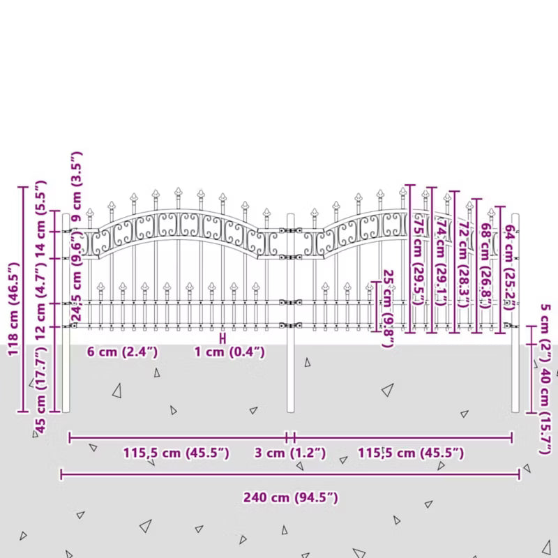 Hegnspanel 240x118 cm Sort Stål
