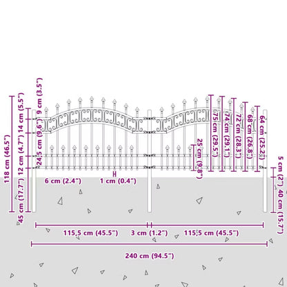 Hegnspanel 240x118 cm Sort Stål