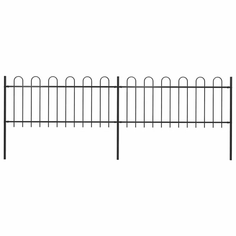 Hegnspanel 337x130 cm Sort Stål 2 Stk