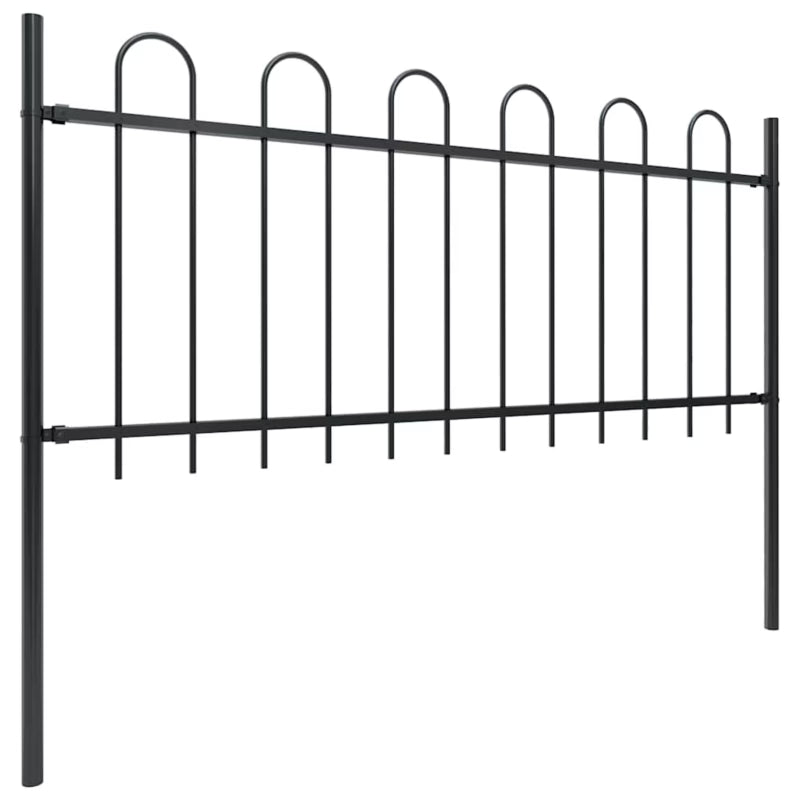 Hegnspanel 337x130 cm Sort Stål 2 Stk