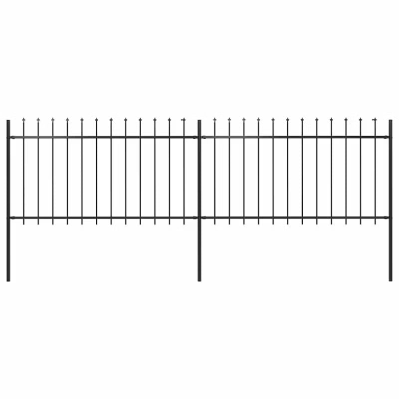 Hegnspanel 337x150 cm Sort Stål 2 stk.