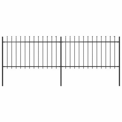 Hegnspanel 337x150 cm Sort Stål 2 stk.