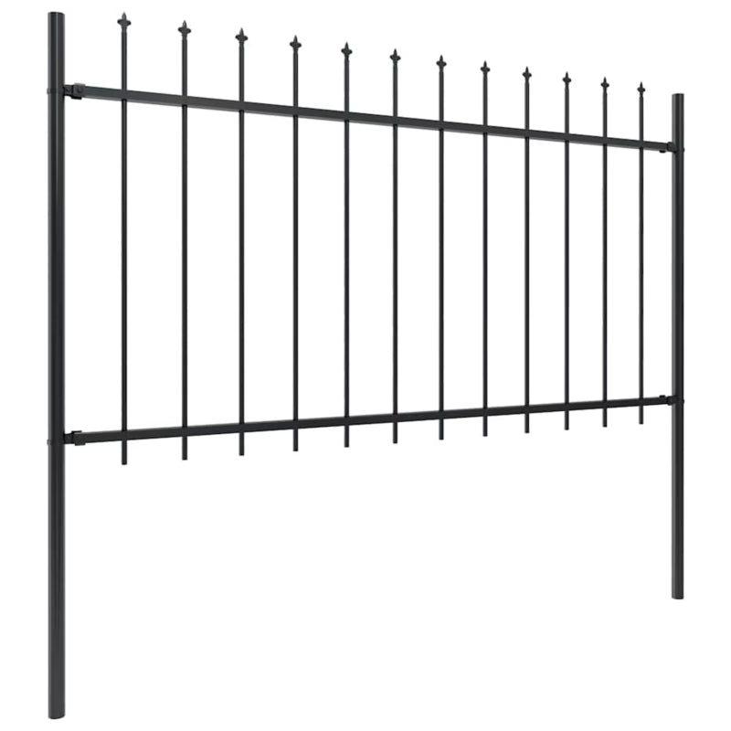 Hegnspanel 337x150 cm Sort Stål 2 stk.