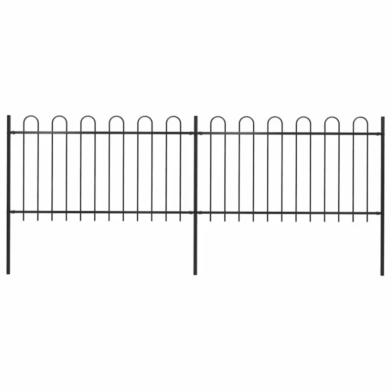 Hegnspanel 337x150 cm Sort Stål 2 stk