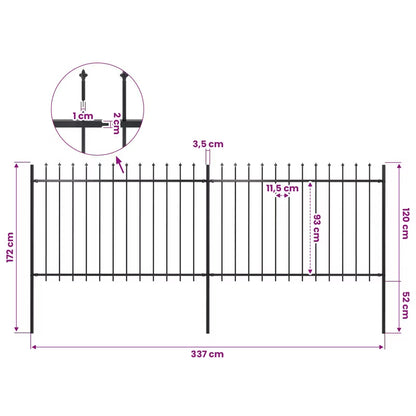Hegnspanelet 337x170 cm Sort Stål