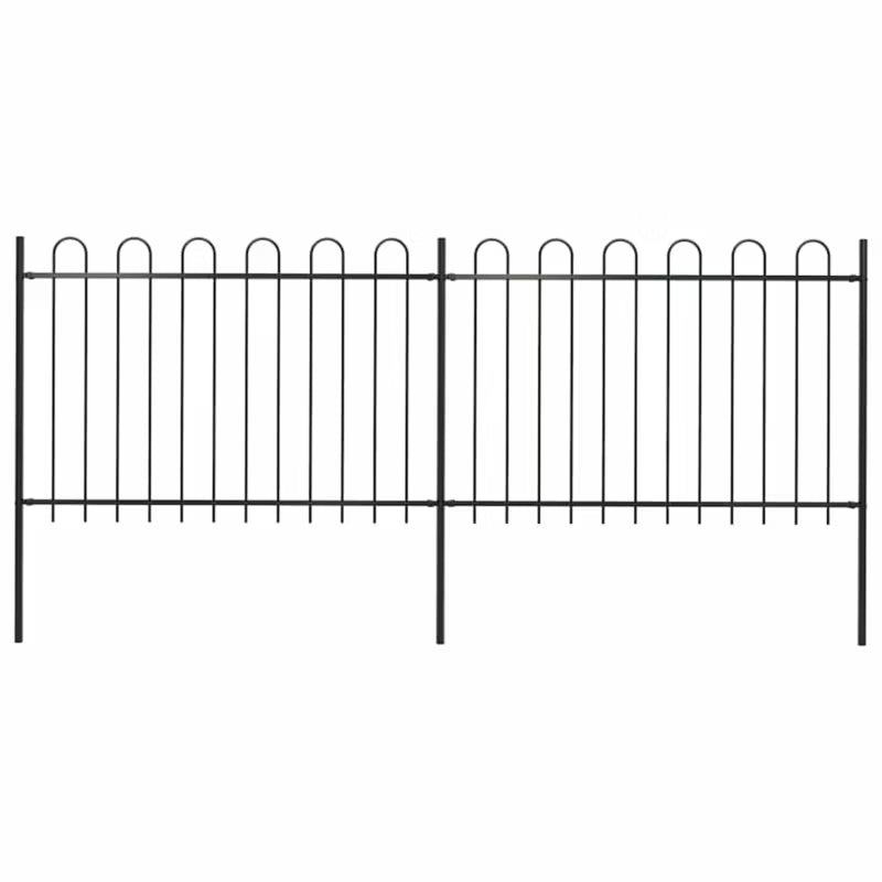 Hegnspanel 337x170 cm Sort Stål 2 stk