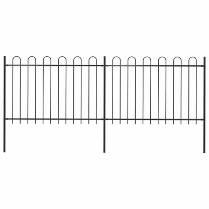 Hegnspanel 337x170 cm Sort Stål 2 stk