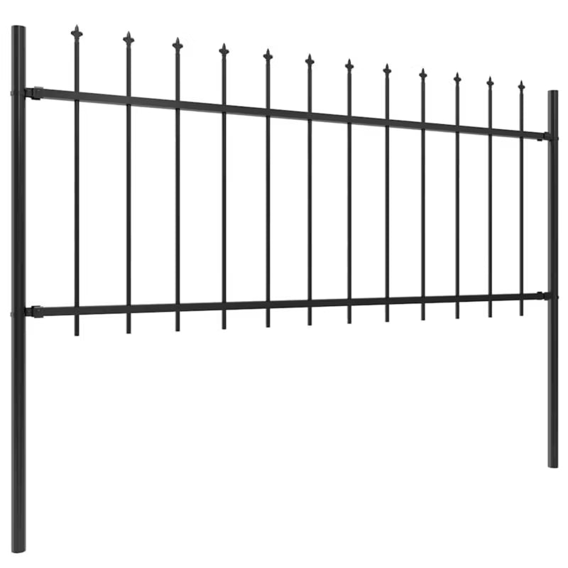 Hegnspanel 504x130 cm Sort Stål 3 Stk