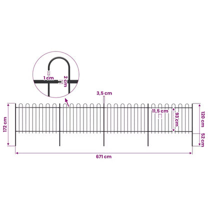 Hegnspanel 671x170 cm Sort Stål 4 stk