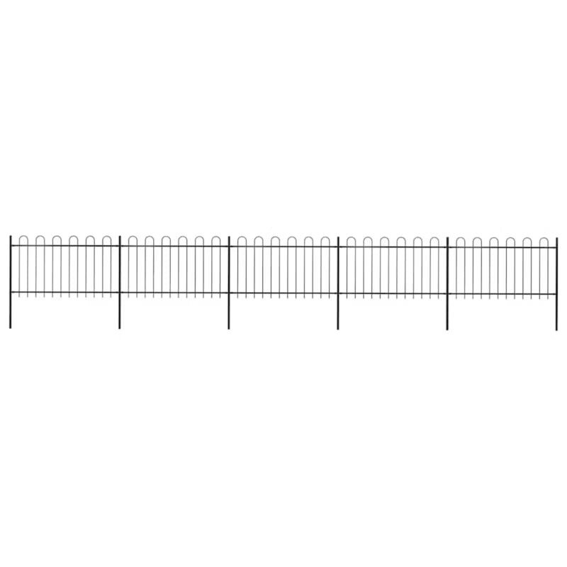Hegnspanel 8,38 m x 150 cm Sort Stål 5 Stk