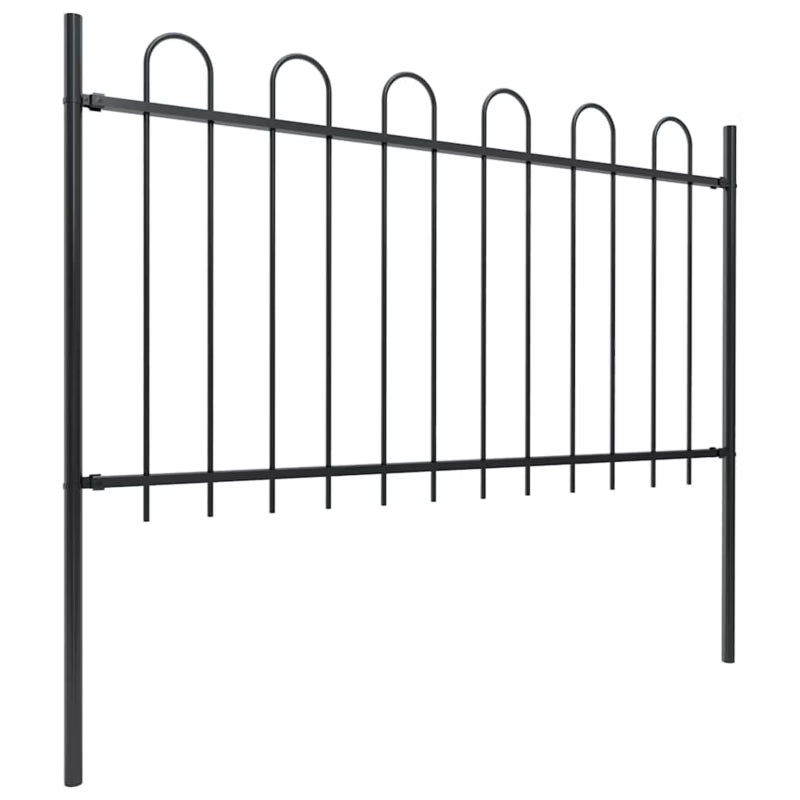 Hegnspanel Sæt 1172x150 cm Sort Stål 7 Stk
