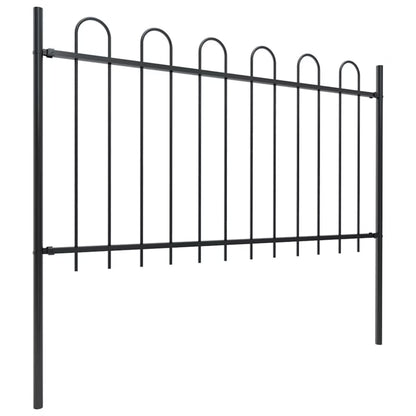 Hegnspanel Sæt 1172x150 cm Sort Stål 7 Stk