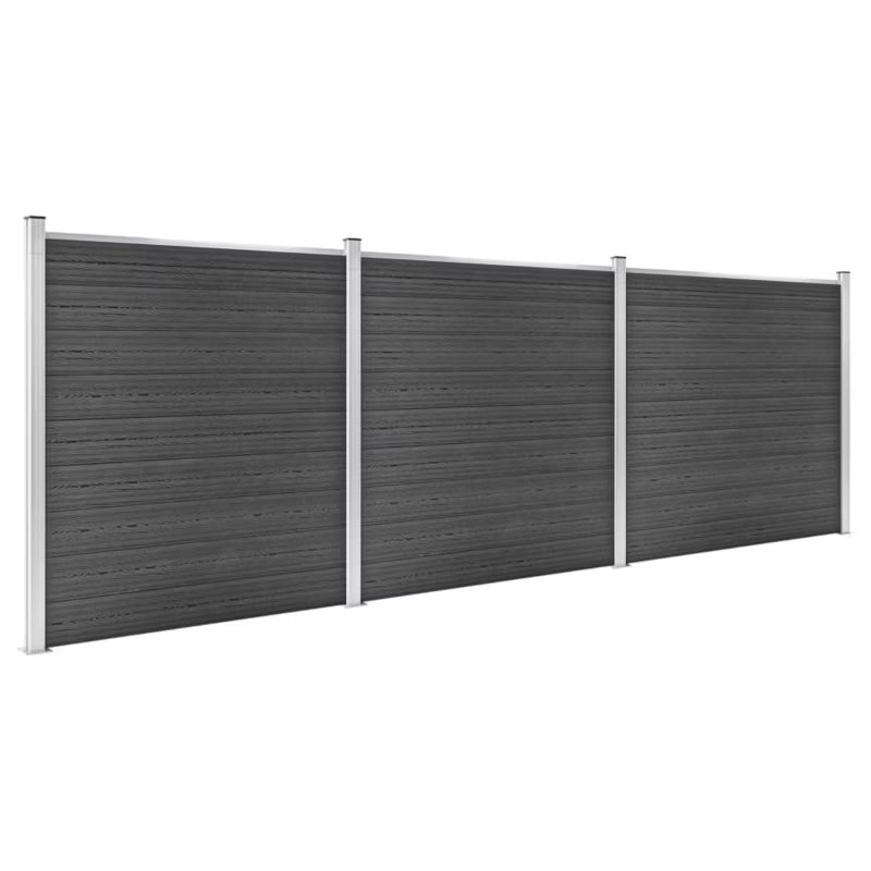 Hegnspanel WPC 526x186 cm Sort 3 Stk