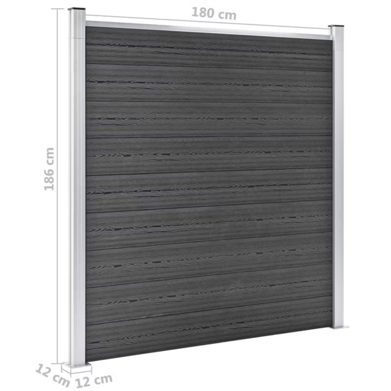Hegnspanel WPC 526x186 cm Sort 3 Stk