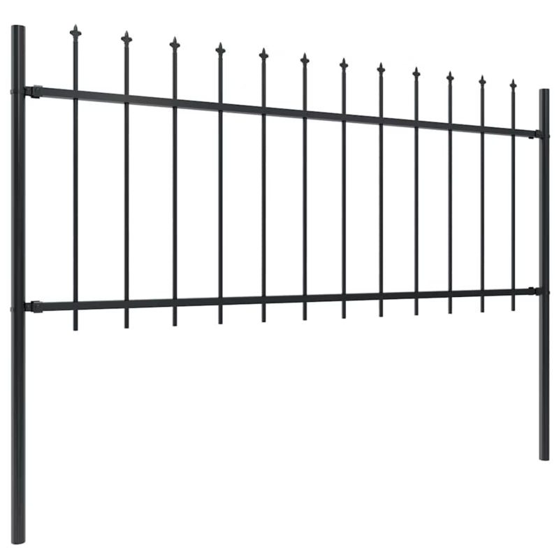 Hegnspanele 838x130 cm Sort Stål 5 Stk