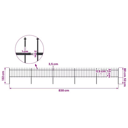 Hegnspanele 838x130 cm Sort Stål 5 Stk