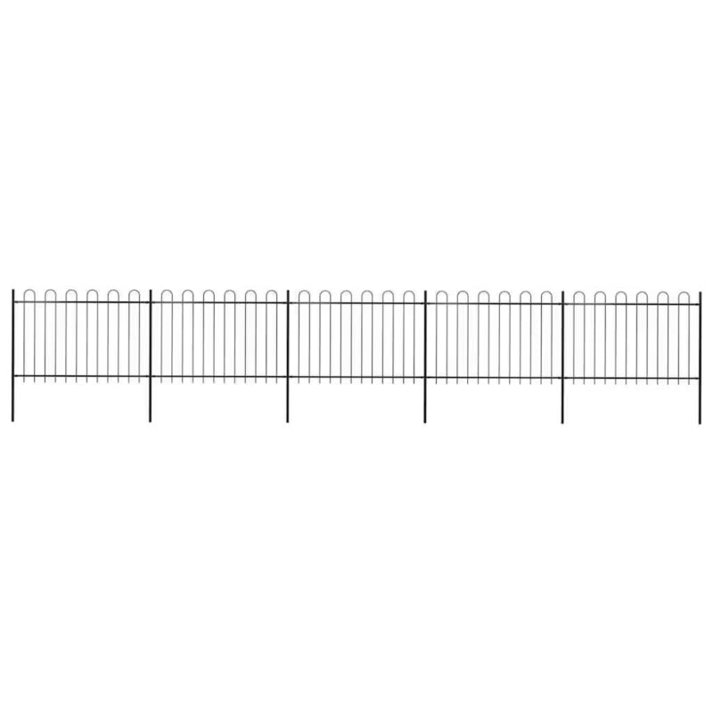 Hegnspanelet 838x170 cm Sort Stål 5 Stk