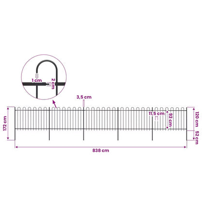 Hegnspanelet 838x170 cm Sort Stål 5 Stk