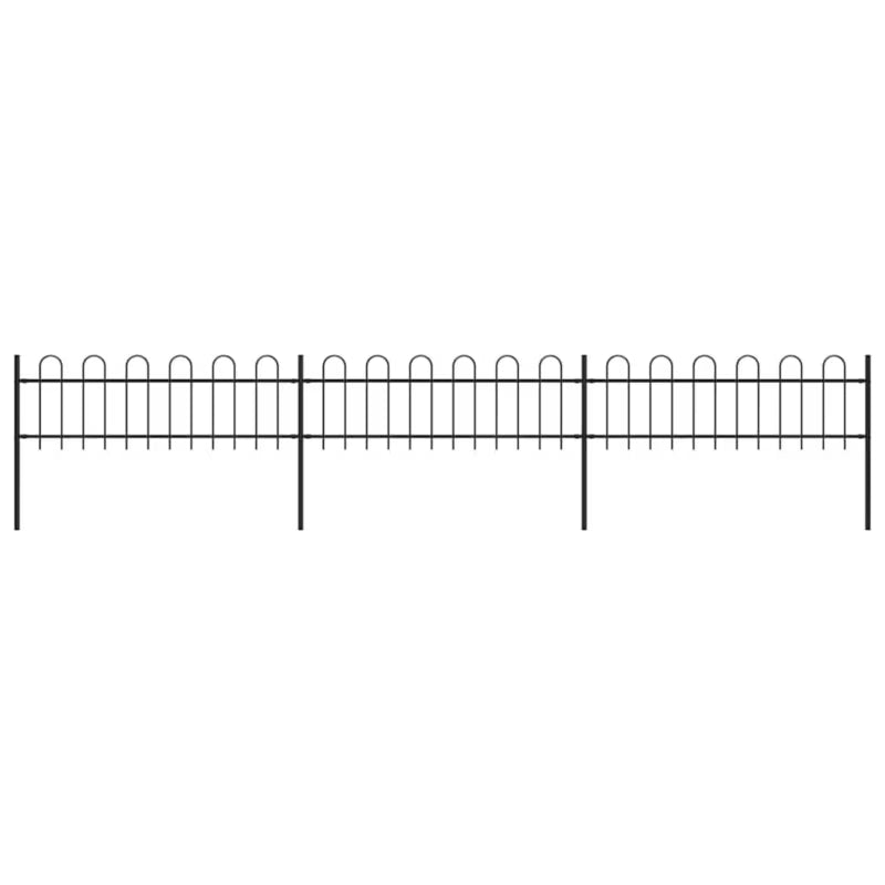Hegnspanele Sæt 504x110 cm Sort Stål 3 Stk